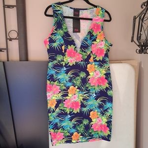 Neon Tropical Pink Clubwear Dress sz 1X